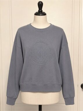 DKNY Blue Embossed Logo Crewneck Sweatshirt